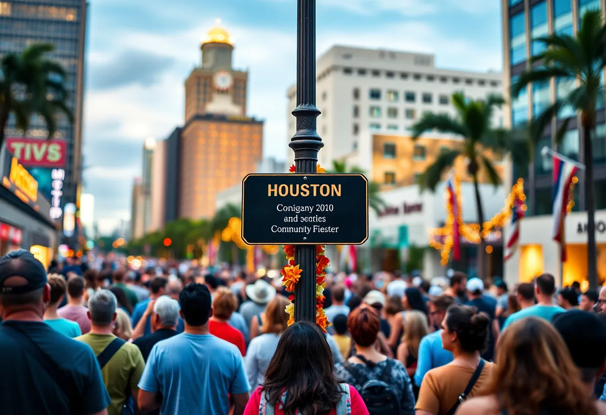 Community gathering in Houston celebrating a street renaming