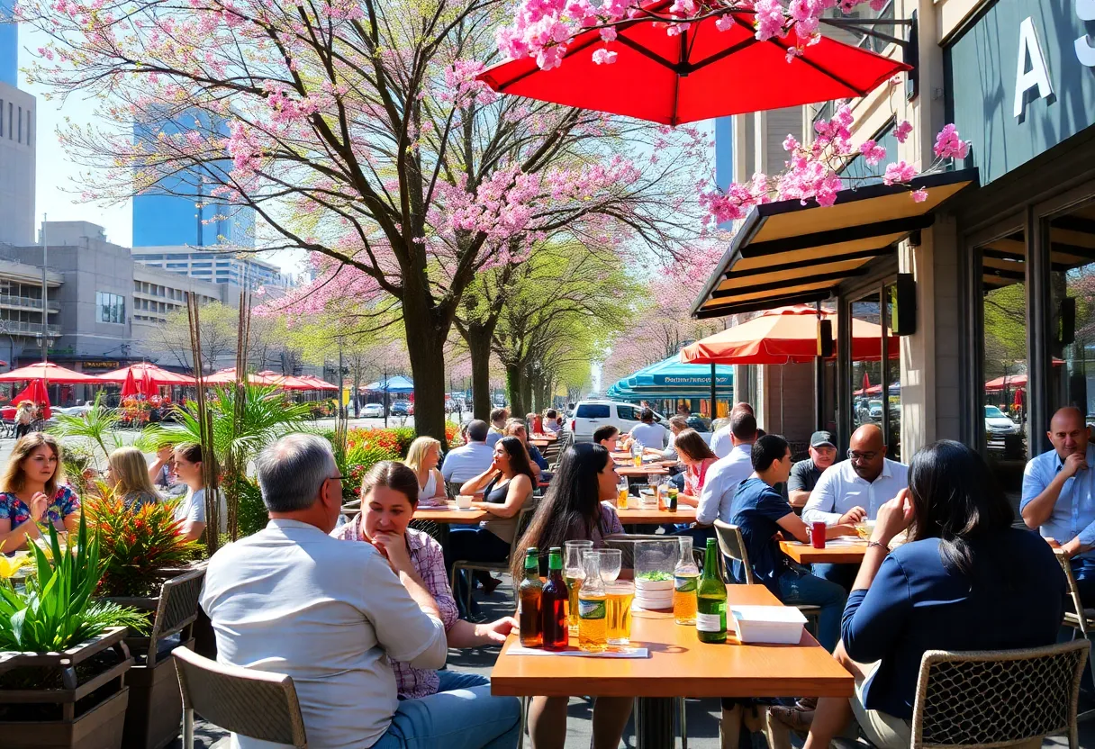 Outdoor dining experience in Houston during spring.
