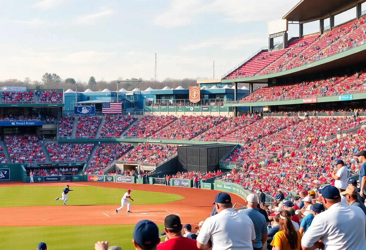 Fans cheering during Houston Astros Grapefruit League game