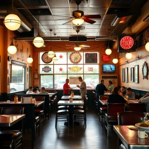 A cozy diner atmosphere in Houston featuring comfort food and nostalgic decor.