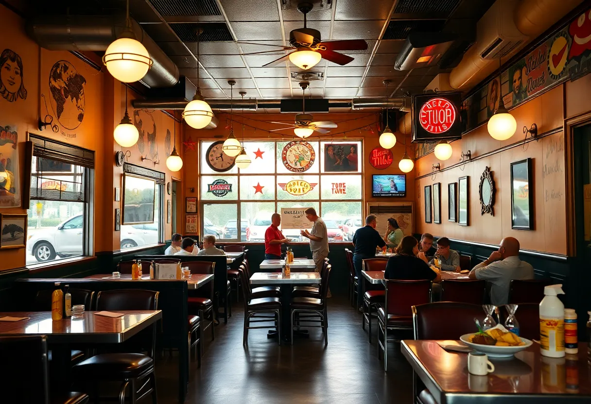 A cozy diner atmosphere in Houston featuring comfort food and nostalgic decor.