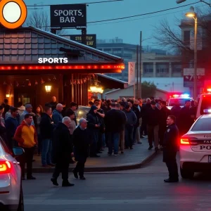 Emergency response at a sports bar in Houston after a mass shooting incident.