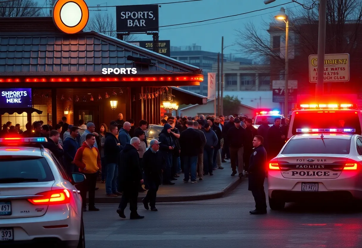 Emergency response at a sports bar in Houston after a mass shooting incident.