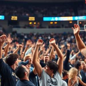 Fans cheering at the Houston NCAA Tournament game