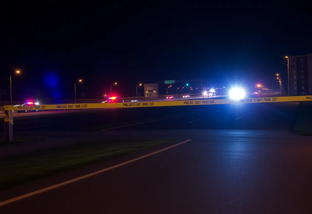 Police investigation scene near Gulf Freeway in Houston