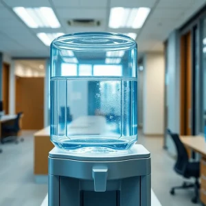 Office water dispenser representing hygiene issues
