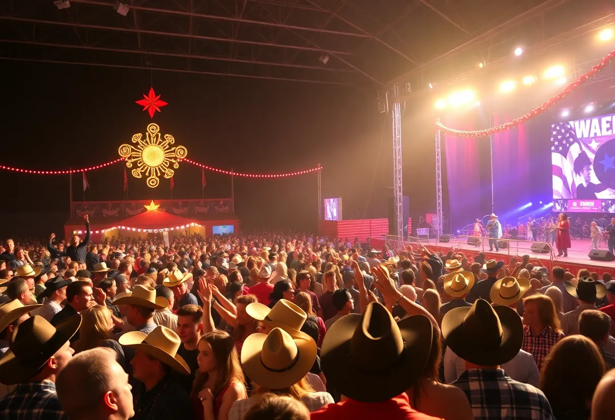 A packed crowd enjoying Parker McCollum's performance at RodeoHouston 2025