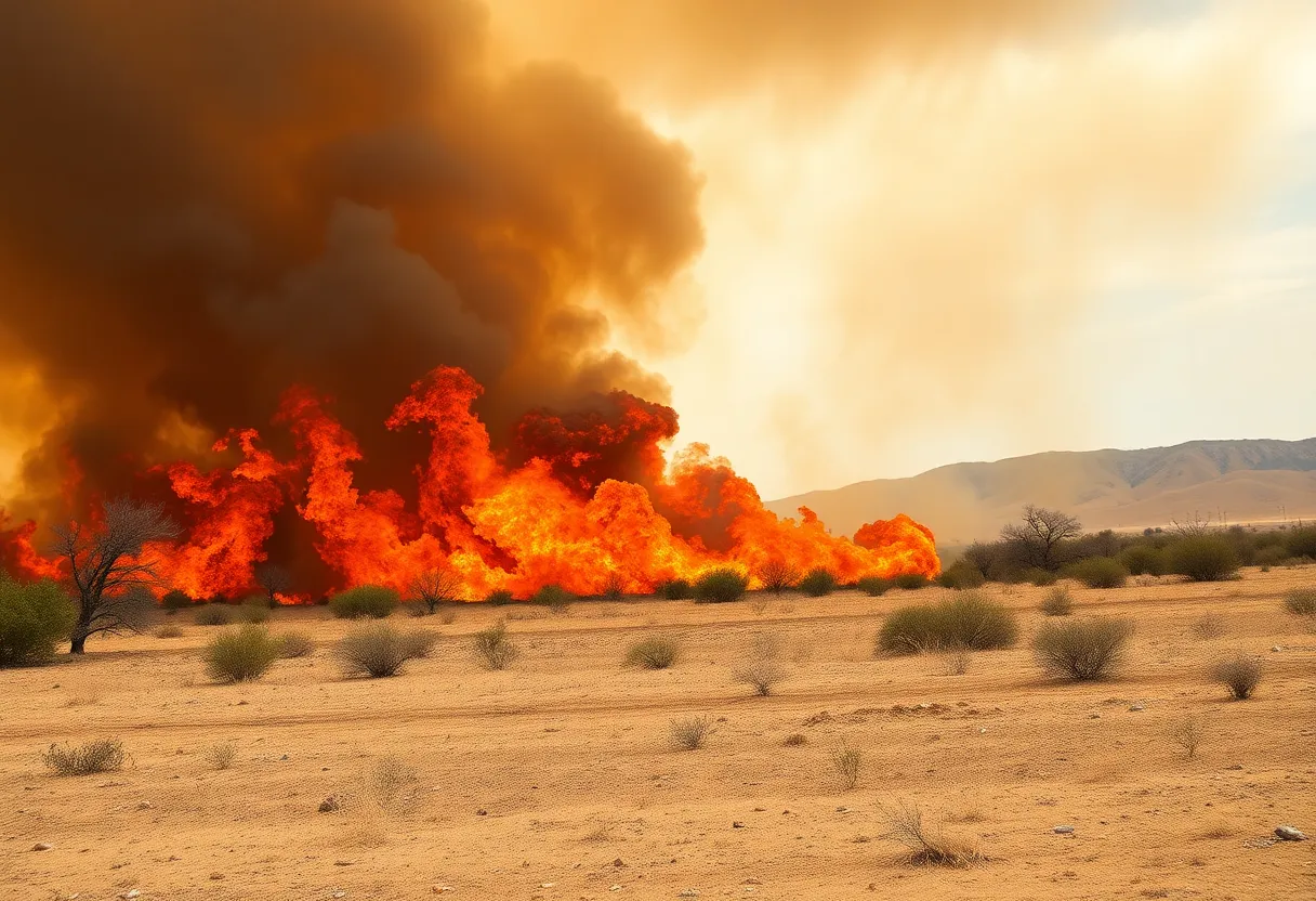 Wildfire smoke rising from the Pauline Road Fire in San Jacinto County.