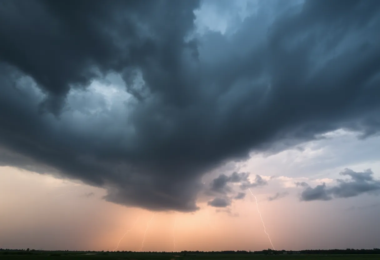 Approaching thunderstorm clouds in Southeast Texas