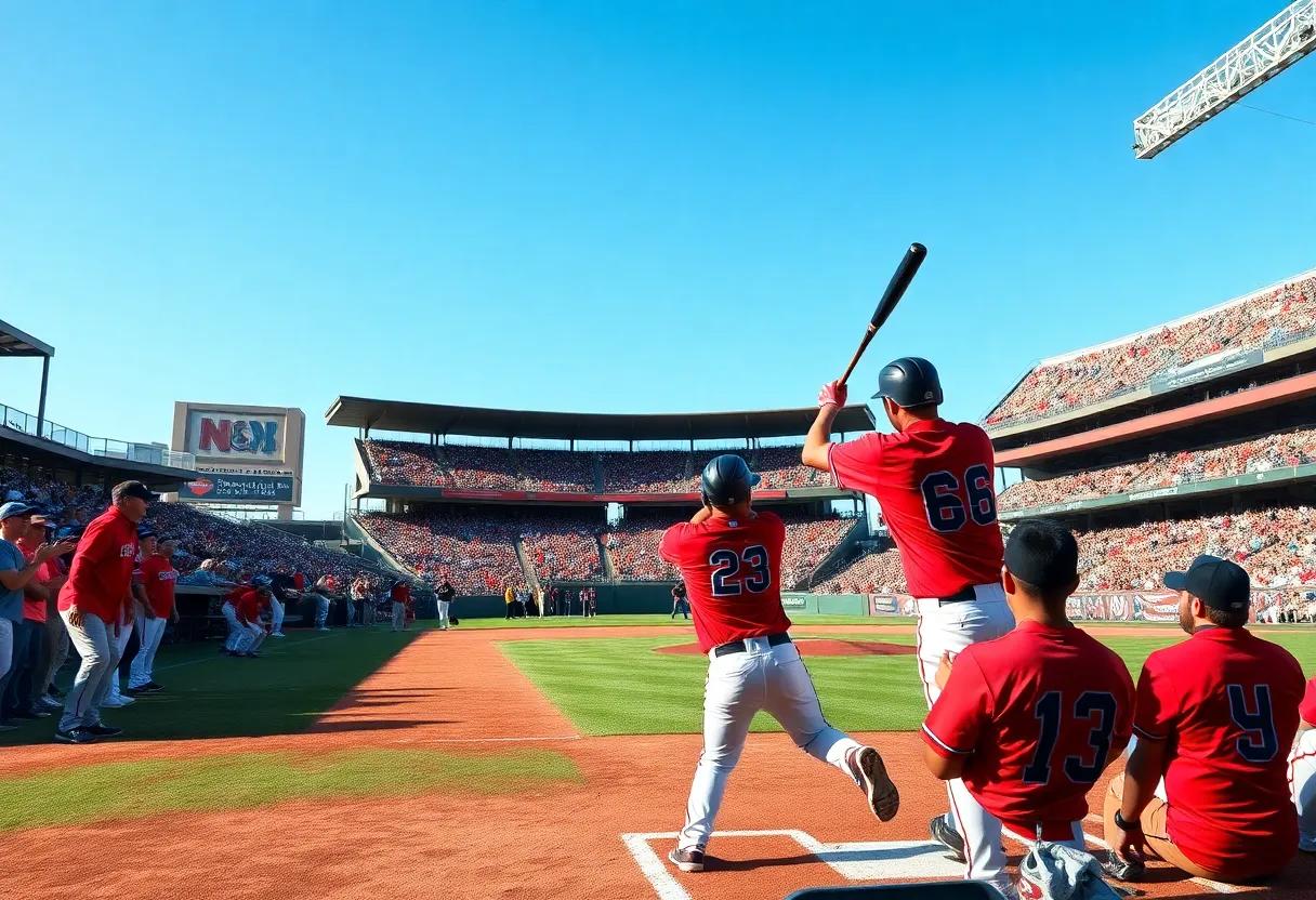 Texas Tech baseball team celebrating their victory over Houston