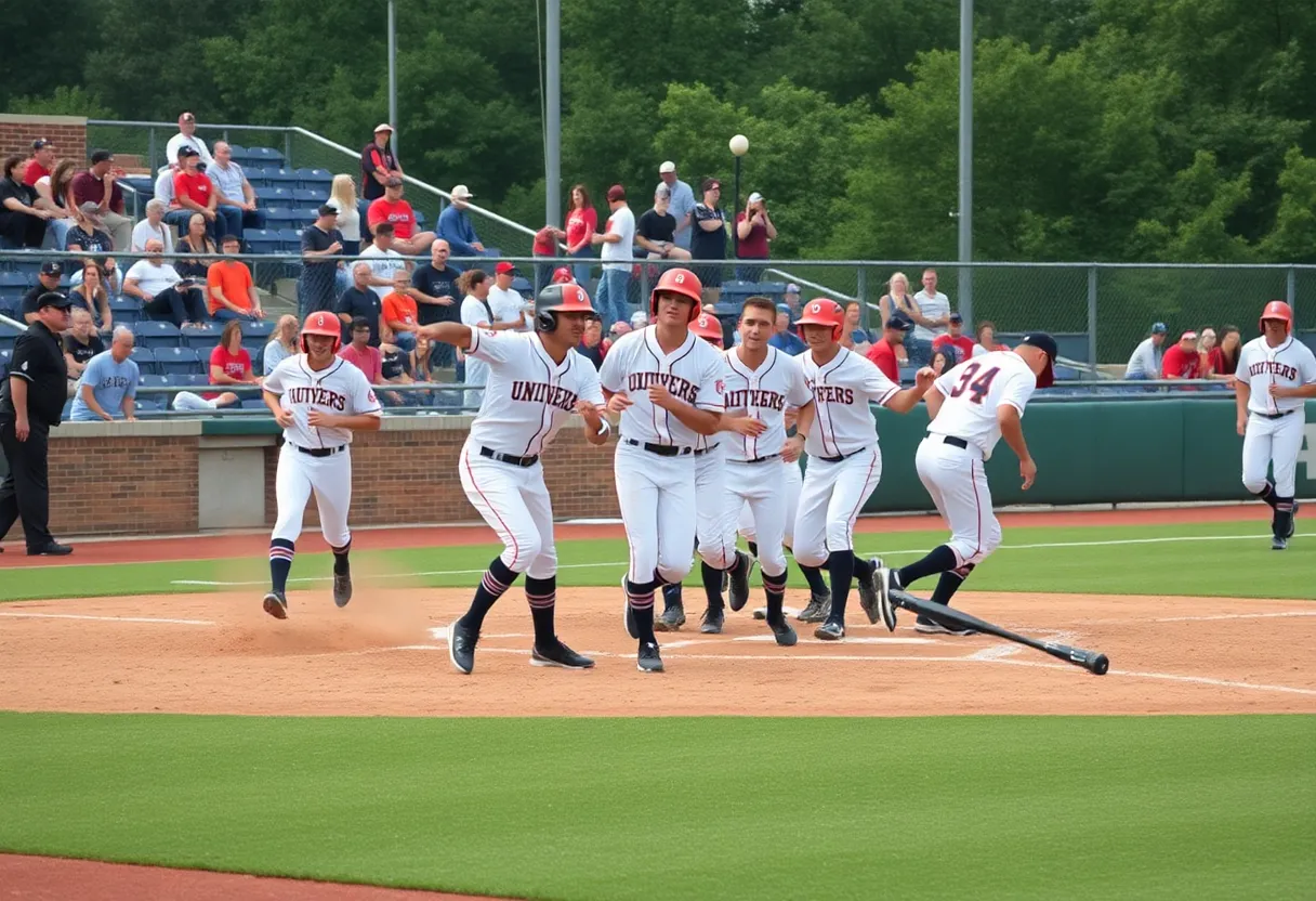 University of Houston Baseball team playing a game