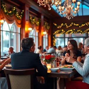 Couples enjoying a romantic dinner in Houston on Valentine's Day.