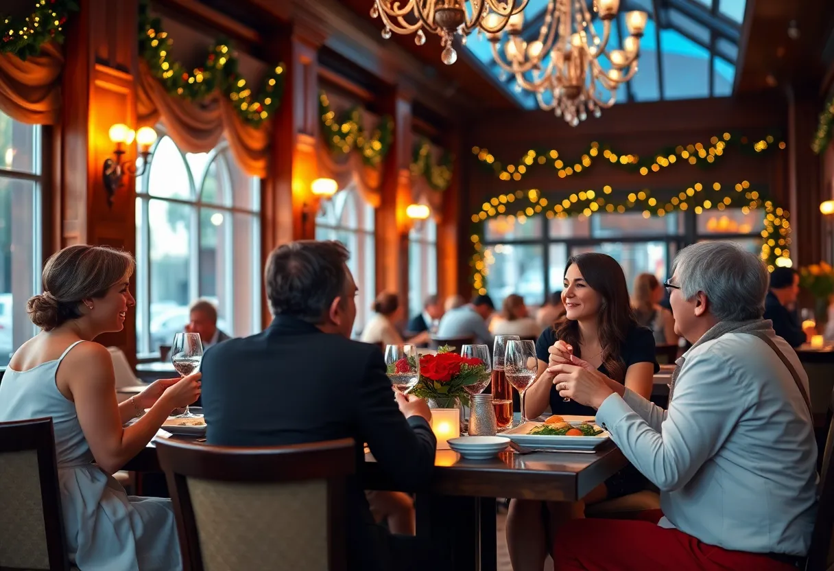 Couples enjoying a romantic dinner in Houston on Valentine's Day.