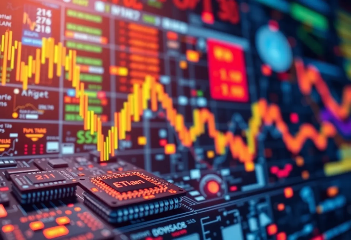Abstract image depicting fluctuations in Asian technology stocks.