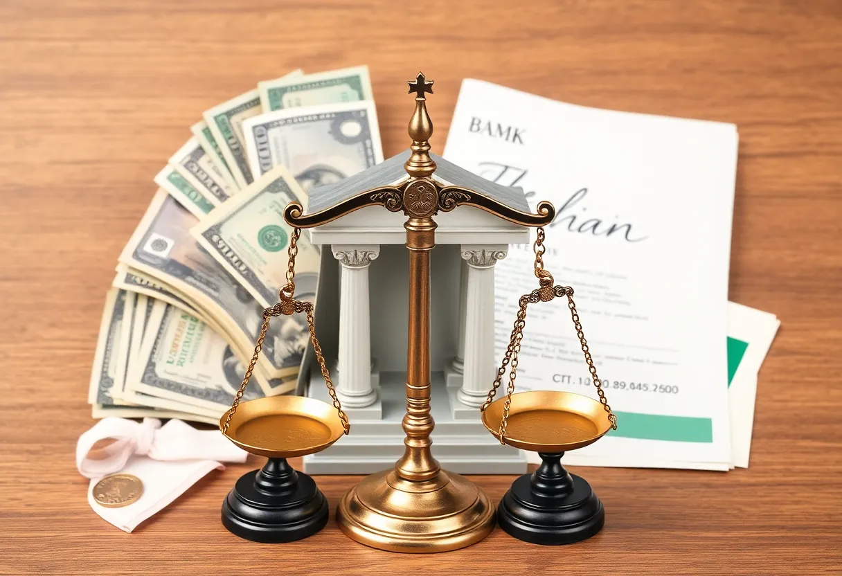 Illustration of banking regulations and consumer financial issues.