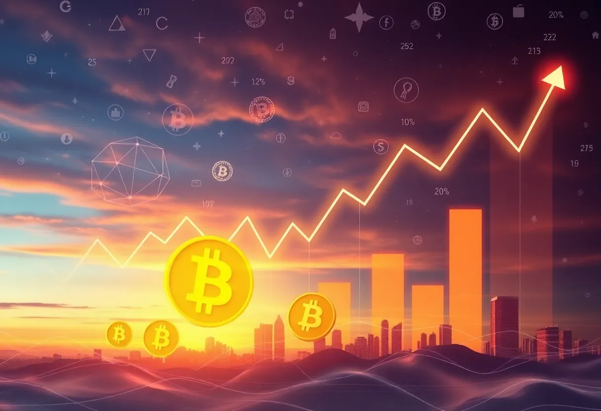 Abstract illustration representing cryptocurrency market trends and predictions.