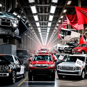 Detroit automakers assembly line in action