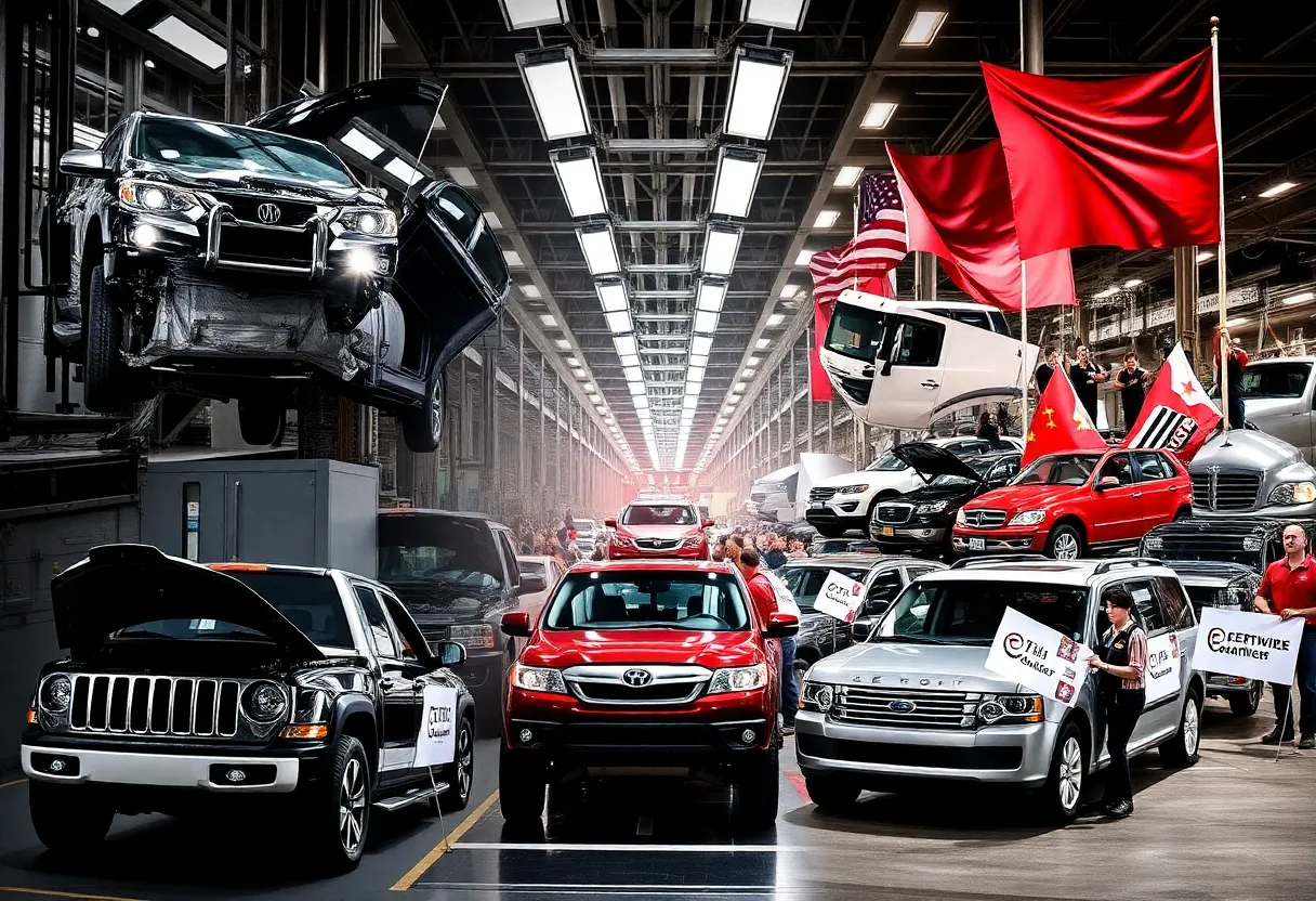 Detroit automakers assembly line in action