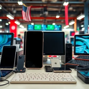 Electronics surrounding a concept of tariffs and trade exemptions.