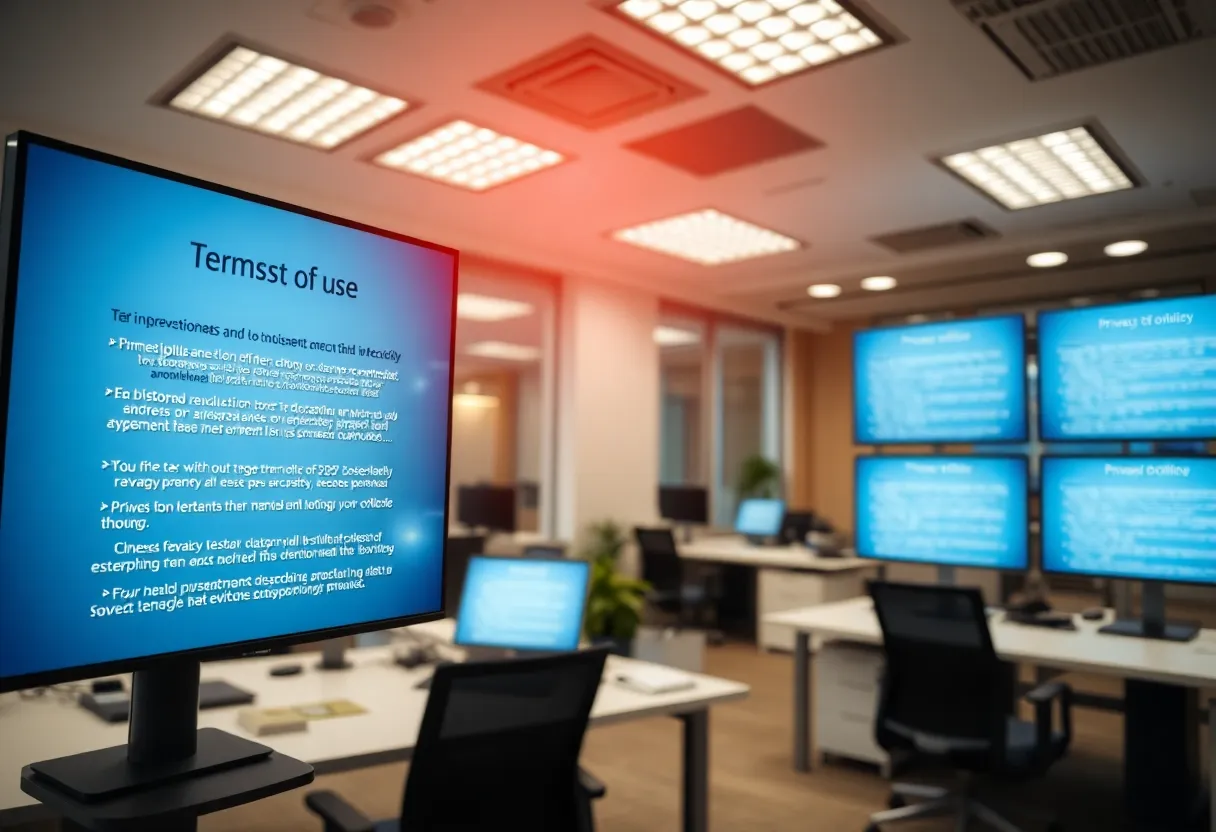 Digital representation of updated terms and privacy policies