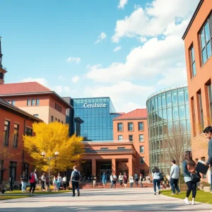 Students studying on a university campus representing graduate education