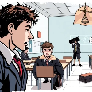 Illustration representing a Houston education lawsuit and its impact on school environment.