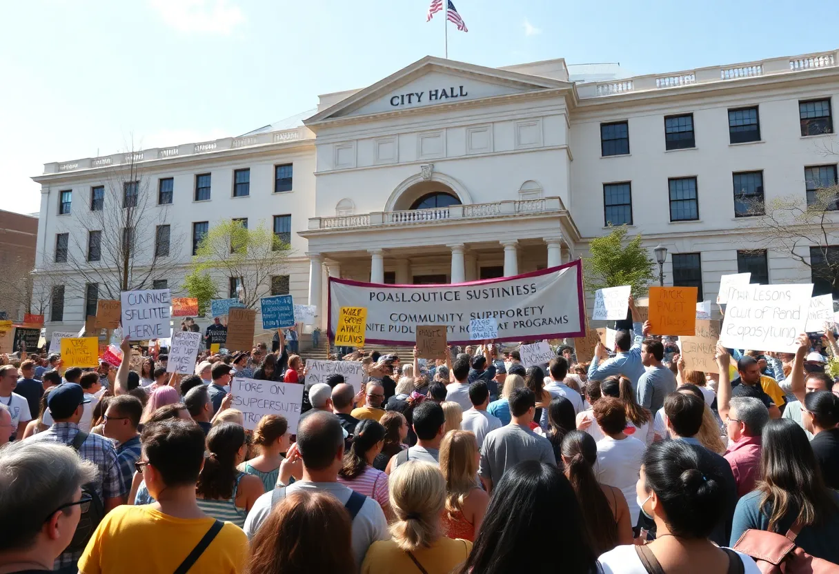 Crowd at Houston Hands Off protest advocating for family support