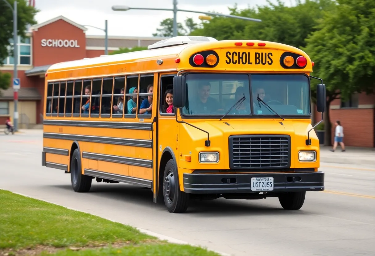 Houston ISD school bus with students