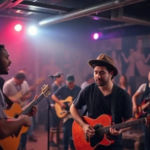 Vibrant music scene in Houston featuring artists performing on stage.