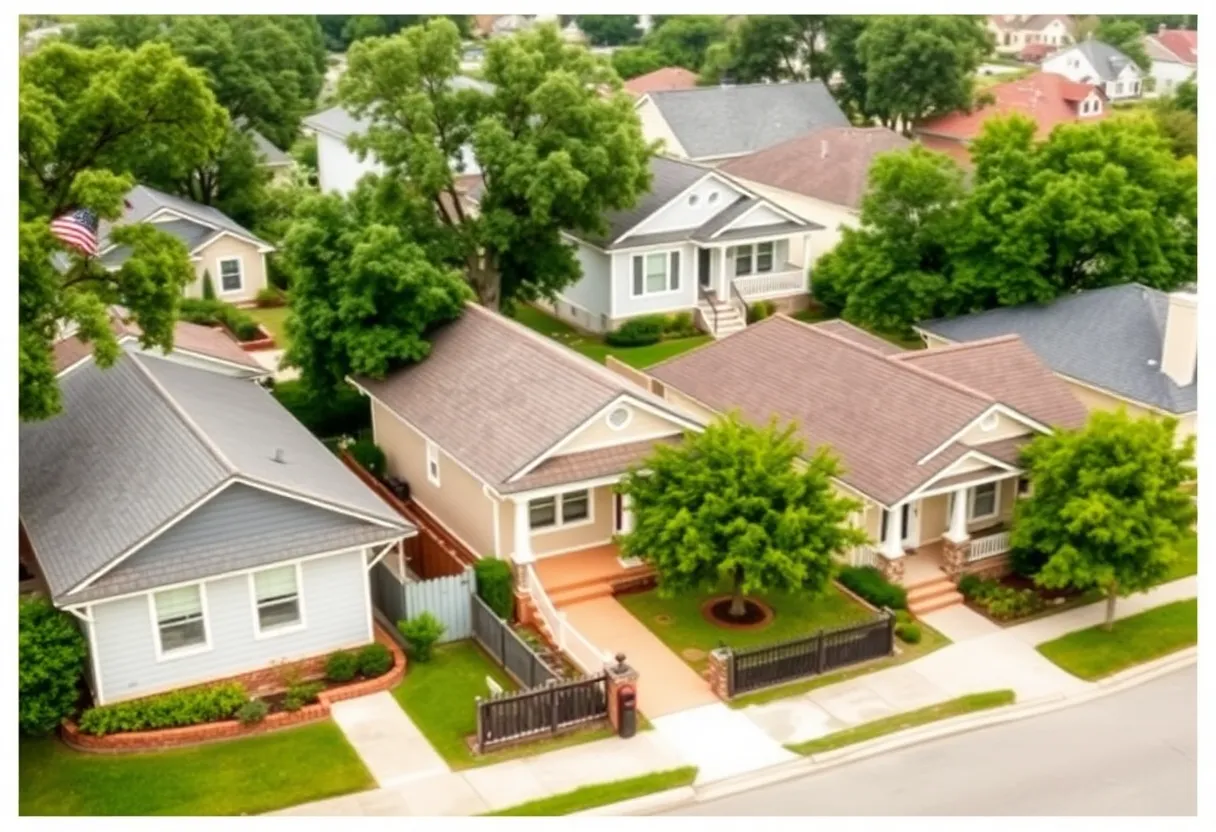 A view of short-term rental properties in a Houston neighborhood