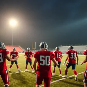 Houston Texans players on the practice field