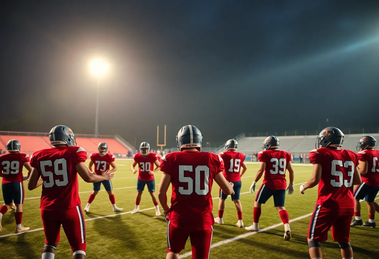 Houston Texans players on the practice field