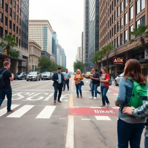 Citizens discussing pedestrian and cyclist safety in Houston.