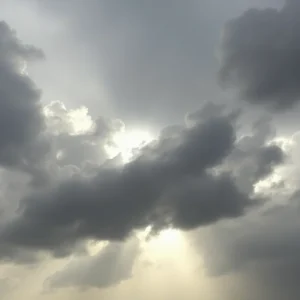 Cloudy Houston skyline with potential rain clouds