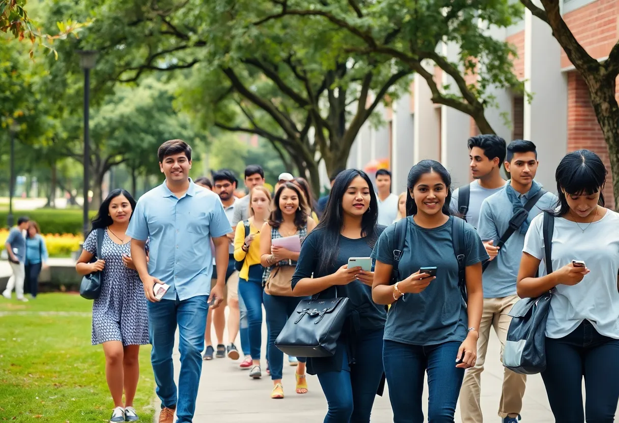 Students on the campus of the University of Houston