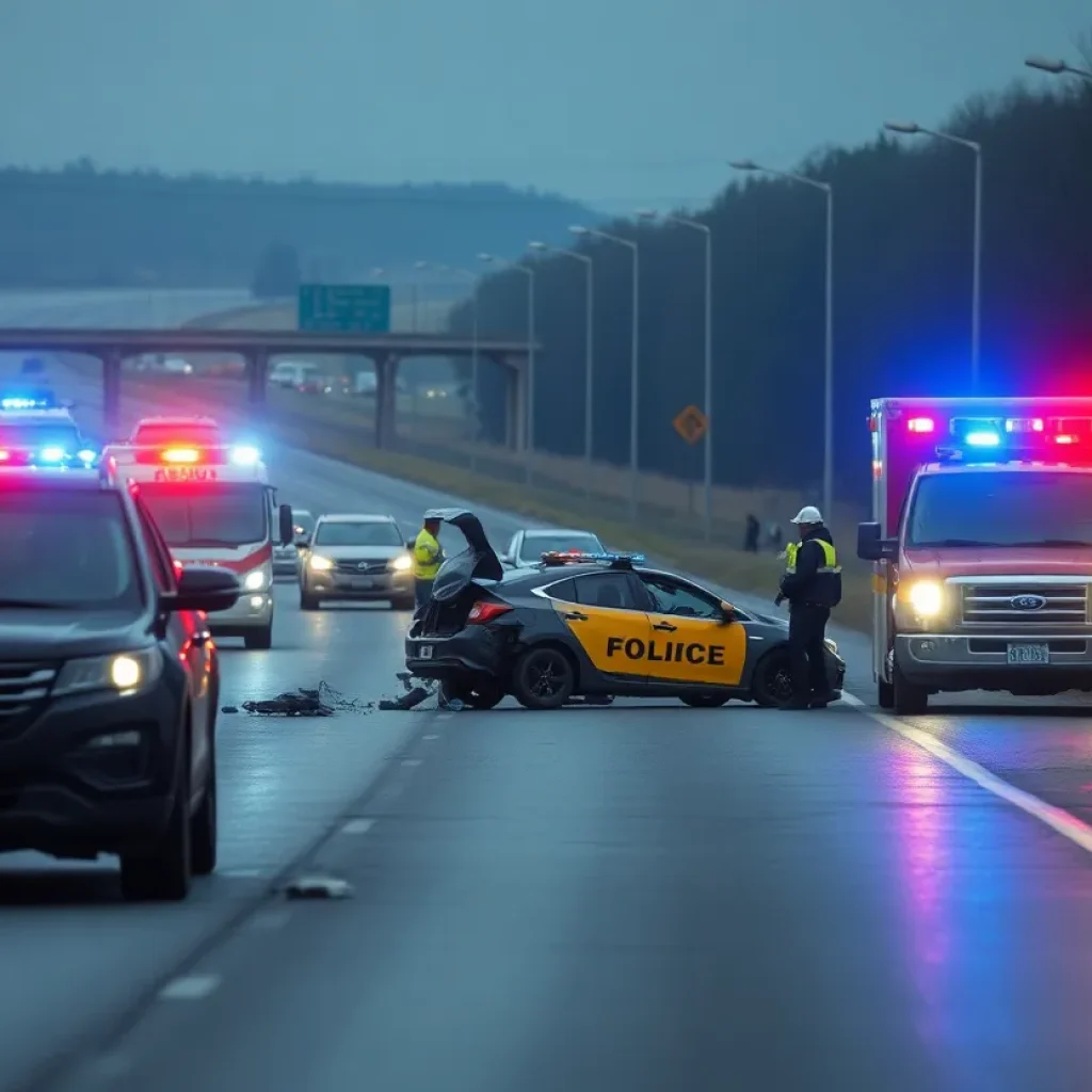 Scene of a Katy Freeway accident involving multiple vehicles