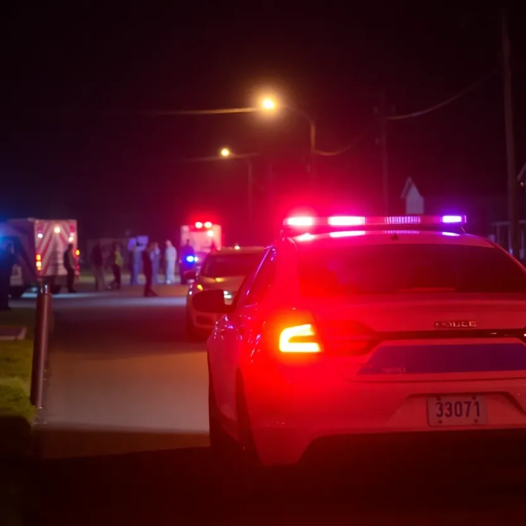 Police patrol car at accident scene with flashing lights