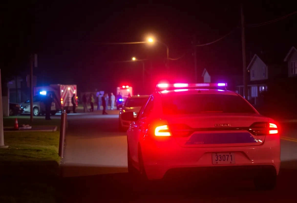 Police patrol car at accident scene with flashing lights
