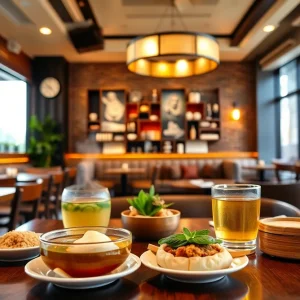 An inviting dining area at Silk Road Restaurant with dim sum dishes.