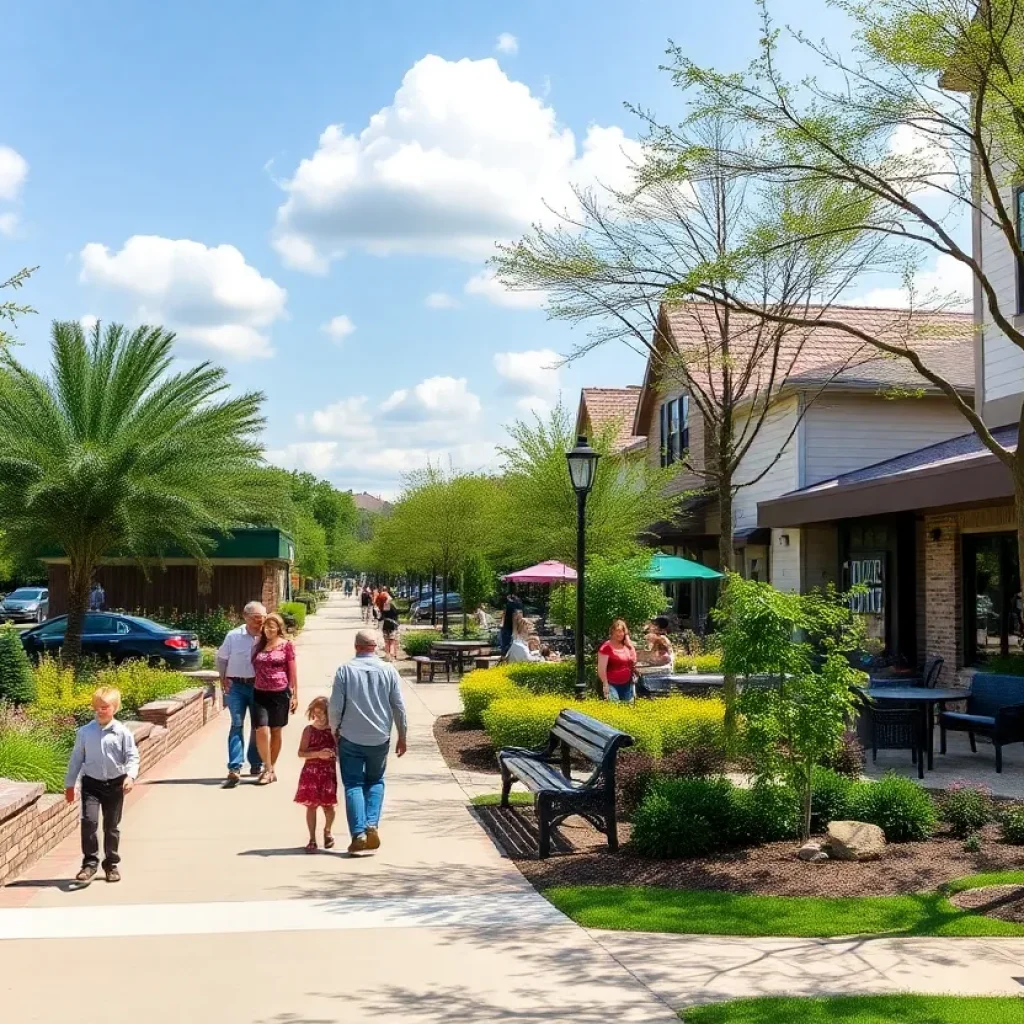 People enjoying the community atmosphere in Sugar Land, Texas.
