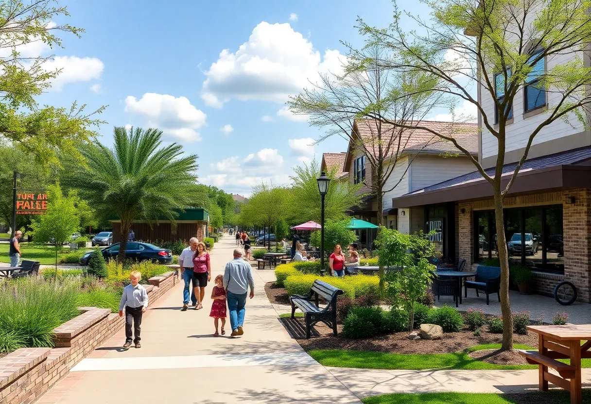 People enjoying the community atmosphere in Sugar Land, Texas.