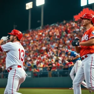 West Virginia Mountaineers play against Houston Cougars in a baseball game