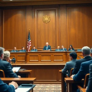 Courtroom scene during Mark Zuckerberg's antitrust trial