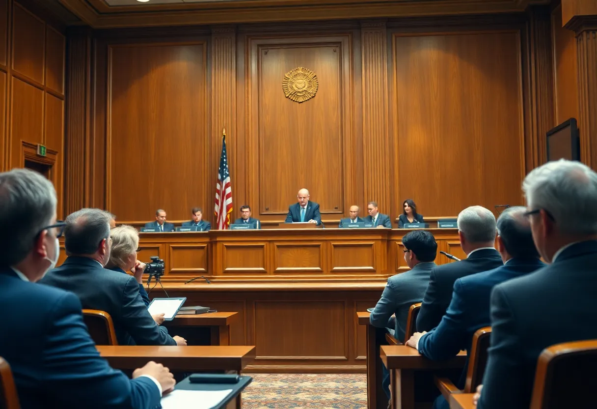 Courtroom scene during Mark Zuckerberg's antitrust trial