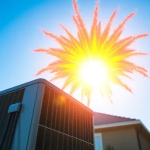 Residential air conditioning unit during summer in Houston