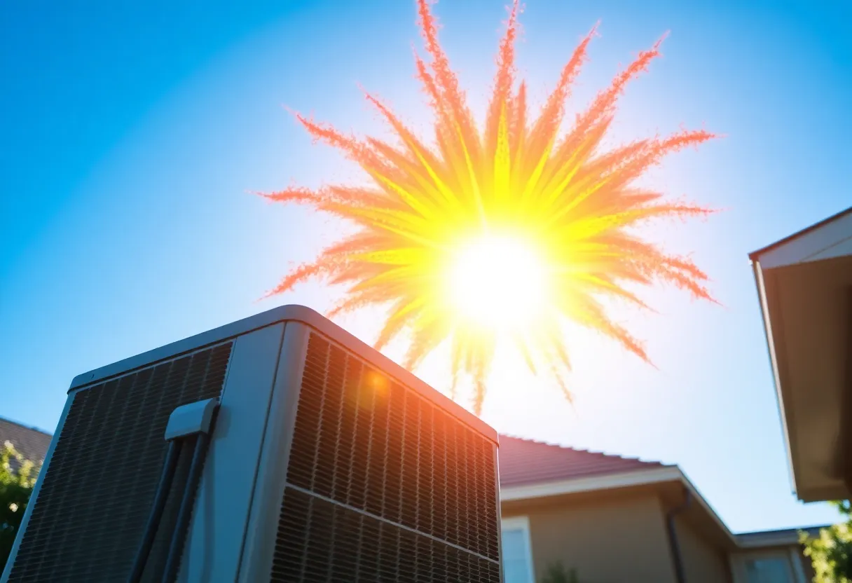 Residential air conditioning unit during summer in Houston