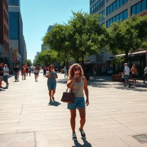 Image depicting the intense heat wave in Austin, Texas with people staying cool.