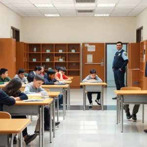 A view of Bellaire High School showcasing students in a secure environment