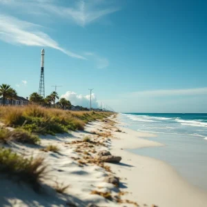 Boca Chica Beach and SpaceX Rocket