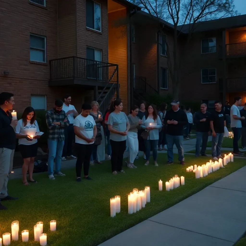 Community members at a vigil in Houston mourning the loss of a toddler.